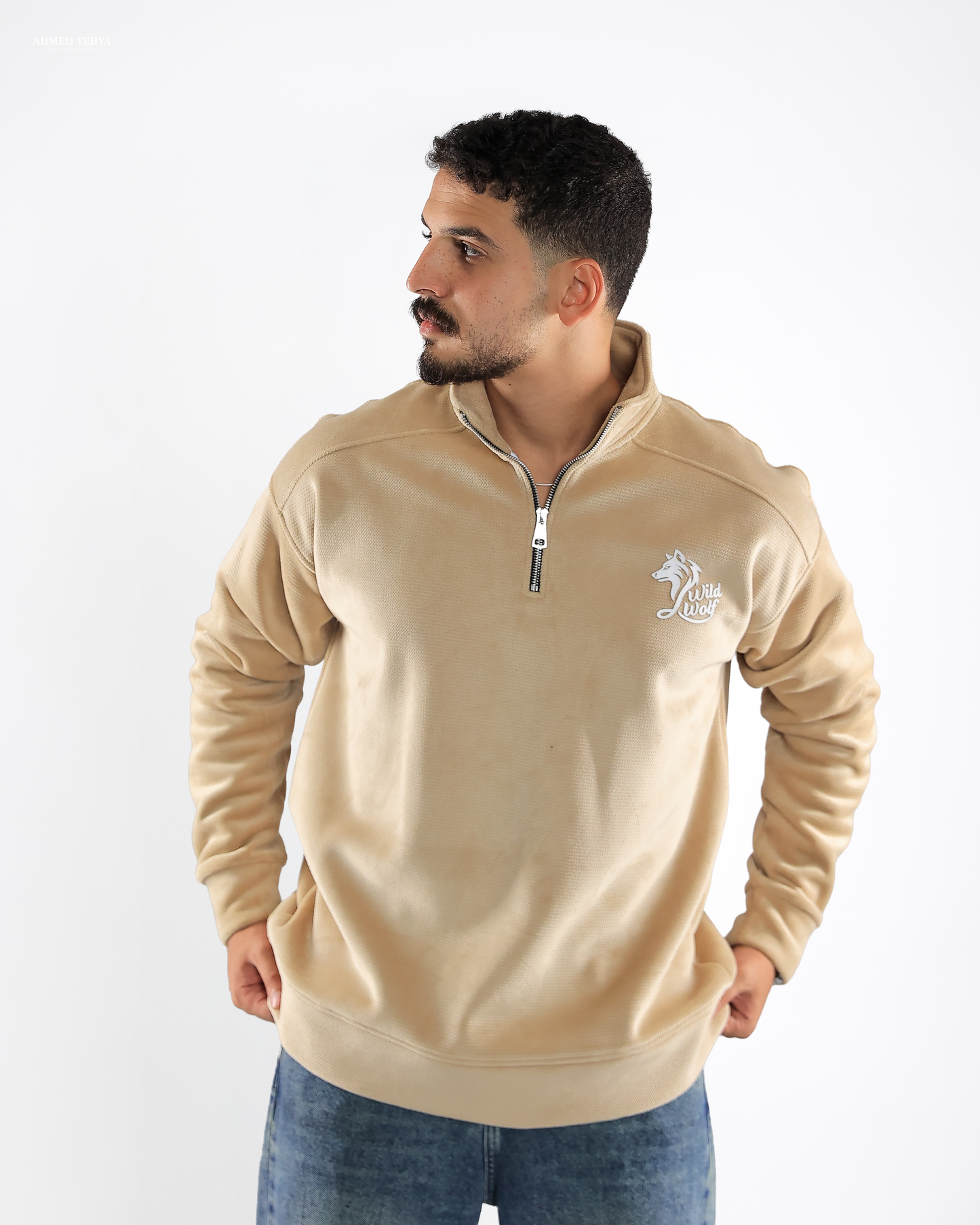 Cream Beige Quarter Zip