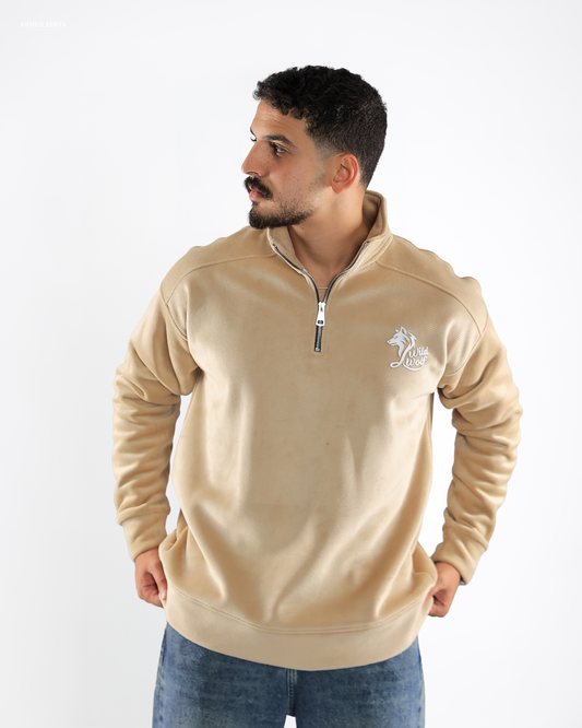 Cream Beige Quarter Zip
